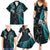 Custom New Zealand Tiki Tennis Family Matching Summer Maxi Dress and Hawaiian Shirt 2024 Aotearoa Tenehi Maori Silver Fern - Turquoise LT14 - Polynesian Pride