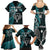 Custom New Zealand Tiki Tennis Family Matching Summer Maxi Dress and Hawaiian Shirt 2024 Aotearoa Tenehi Maori Silver Fern - Turquoise LT14 - Polynesian Pride