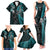 Custom New Zealand Tiki Tennis Family Matching Tank Maxi Dress and Hawaiian Shirt 2024 Aotearoa Tenehi Maori Silver Fern - Turquoise LT14 - Polynesian Pride