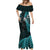 Custom New Zealand Tiki Tennis Mermaid Dress 2024 Aotearoa Tenehi Maori Silver Fern - Turquoise LT14 - Polynesian Pride