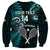 Custom New Zealand Tiki Tennis Sweatshirt 2024 Aotearoa Tenehi Maori Silver Fern - Turquoise LT14 - Polynesian Pride