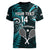 Custom New Zealand Tiki Tennis Women V Neck T Shirt 2024 Aotearoa Tenehi Maori Silver Fern - Turquoise LT14 - Polynesian Pride