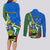 Personalised Halo Olaketa Solomon Islands Couples Matching Long Sleeve Bodycon Dress and Long Sleeve Button Shirt Coat Of Arms With Tropical Flowers Flag Style LT14 - Polynesian Pride