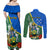 Personalised Halo Olaketa Solomon Islands Couples Matching Off Shoulder Maxi Dress and Long Sleeve Button Shirt Coat Of Arms With Tropical Flowers Flag Style LT14 - Polynesian Pride