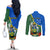 Personalised Halo Olaketa Solomon Islands Couples Matching Off The Shoulder Long Sleeve Dress and Long Sleeve Button Shirt Coat Of Arms With Tropical Flowers Flag Style LT14 - Polynesian Pride