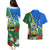 Personalised Halo Olaketa Solomon Islands Couples Matching Puletasi and Hawaiian Shirt Coat Of Arms With Tropical Flowers Flag Style LT14 - Polynesian Pride