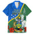 Personalised Halo Olaketa Solomon Islands Family Matching Off Shoulder Maxi Dress and Hawaiian Shirt Coat Of Arms With Tropical Flowers Flag Style LT14 Dad's Shirt - Short Sleeve Green - Polynesian Pride