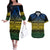 Halo Olaketa Solomon Islands Couples Matching Off The Shoulder Long Sleeve Dress and Hawaiian Shirt Melanesian Tribal Pattern Gradient Version LT14 Black - Polynesian Pride