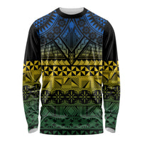 Halo Olaketa Solomon Islands Long Sleeve Shirt Melanesian Tribal Pattern Gradient Version LT14 Unisex Black - Polynesian Pride