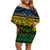 Halo Olaketa Solomon Islands Off Shoulder Short Dress Melanesian Tribal Pattern Gradient Version LT14 Women Black - Polynesian Pride