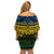 Halo Olaketa Solomon Islands Off Shoulder Short Dress Melanesian Tribal Pattern Gradient Version LT14 - Polynesian Pride