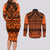 Halo Olaketa Solomon Islands Couples Matching Long Sleeve Bodycon Dress and Long Sleeve Button Shirt Melanesian Tribal Pattern Orange Version LT14 - Polynesian Pride