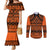 Halo Olaketa Solomon Islands Couples Matching Mermaid Dress and Long Sleeve Button Shirt Melanesian Tribal Pattern Orange Version LT14 Orange - Polynesian Pride