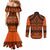 Halo Olaketa Solomon Islands Couples Matching Mermaid Dress and Long Sleeve Button Shirt Melanesian Tribal Pattern Orange Version LT14 - Polynesian Pride