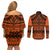 Halo Olaketa Solomon Islands Couples Matching Off Shoulder Short Dress and Long Sleeve Button Shirt Melanesian Tribal Pattern Orange Version LT14 - Polynesian Pride