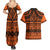 Halo Olaketa Solomon Islands Couples Matching Summer Maxi Dress and Hawaiian Shirt Melanesian Tribal Pattern Orange Version LT14 - Polynesian Pride