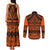 Halo Olaketa Solomon Islands Couples Matching Tank Maxi Dress and Long Sleeve Button Shirt Melanesian Tribal Pattern Orange Version LT14 - Polynesian Pride