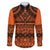 Halo Olaketa Solomon Islands Family Matching Long Sleeve Bodycon Dress and Hawaiian Shirt Melanesian Tribal Pattern Orange Version LT14 Dad's Shirt - Long Sleeve Orange - Polynesian Pride