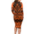 Halo Olaketa Solomon Islands Long Sleeve Bodycon Dress Melanesian Tribal Pattern Orange Version LT14 - Polynesian Pride