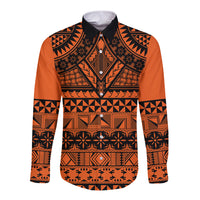 Halo Olaketa Solomon Islands Long Sleeve Button Shirt Melanesian Tribal Pattern Orange Version LT14 Unisex Orange - Polynesian Pride