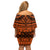 Halo Olaketa Solomon Islands Off Shoulder Short Dress Melanesian Tribal Pattern Orange Version LT14 - Polynesian Pride