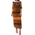 Halo Olaketa Solomon Islands Puletasi Melanesian Tribal Pattern Orange Version LT14 Long Dress Orange - Polynesian Pride