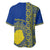 Fakaalofa Lahi Atu Niue Baseball Jersey Niuean Map With Hiapo Pattern Blue Version LT14 - Polynesian Pride