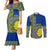 Fakaalofa Lahi Atu Niue Couples Matching Mermaid Dress and Long Sleeve Button Shirt Niuean Map With Hiapo Pattern Blue Version LT14 Blue - Polynesian Pride