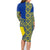 Fakaalofa Lahi Atu Niue Family Matching Long Sleeve Bodycon Dress and Hawaiian Shirt Niuean Map With Hiapo Pattern Blue Version LT14 - Polynesian Pride