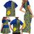 Fakaalofa Lahi Atu Niue Family Matching Short Sleeve Bodycon Dress and Hawaiian Shirt Niuean Map With Hiapo Pattern Blue Version LT14 - Polynesian Pride