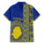 Fakaalofa Lahi Atu Niue Family Matching Short Sleeve Bodycon Dress and Hawaiian Shirt Niuean Map With Hiapo Pattern Blue Version LT14 - Polynesian Pride