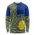 Fakaalofa Lahi Atu Niue Long Sleeve Shirt Niuean Map With Hiapo Pattern Blue Version LT14 Unisex Blue - Polynesian Pride