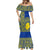 Fakaalofa Lahi Atu Niue Mermaid Dress Niuean Map With Hiapo Pattern Blue Version LT14 - Polynesian Pride