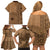 Fakaalofa Lahi Atu Niue Family Matching Off Shoulder Short Dress and Hawaiian Shirt Vintage Hiapo Pattern Brown Version LT14 - Polynesian Pride