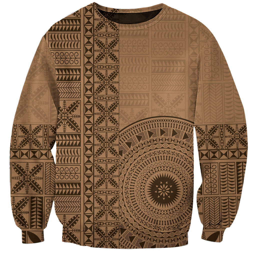 Fakaalofa Lahi Atu Niue Sweatshirt Vintage Hiapo Pattern Brown Version LT14 Unisex Brown - Polynesian Pride