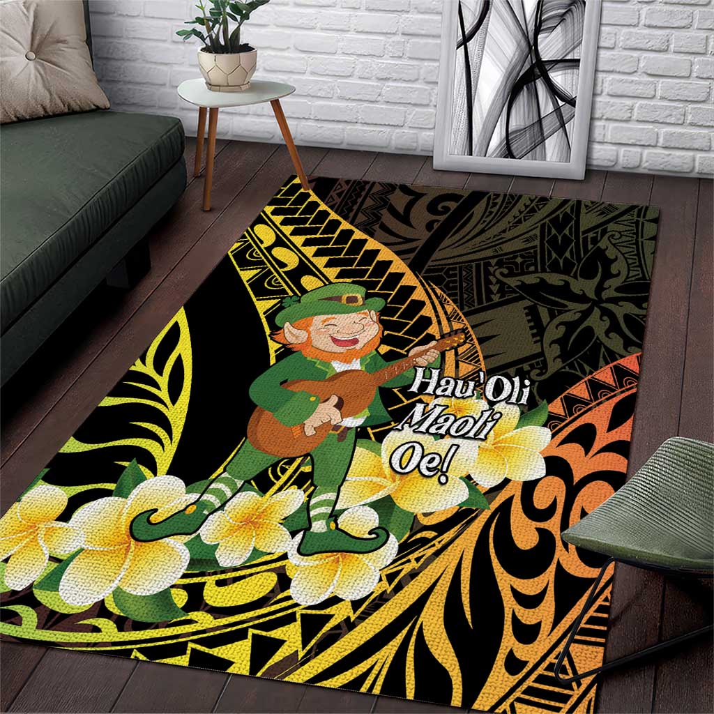 Hawaii Saint Patrick's Day Area Rug Ukulele Leprechaun Hau'Oli Maoli Oe! LT14 Reggae - Polynesian Pride