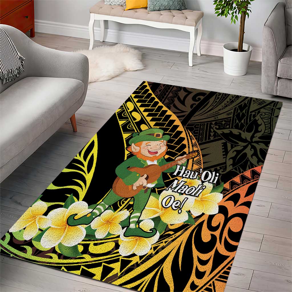 Hawaii Saint Patrick's Day Area Rug Ukulele Leprechaun Hau'Oli Maoli Oe! LT14 - Polynesian Pride