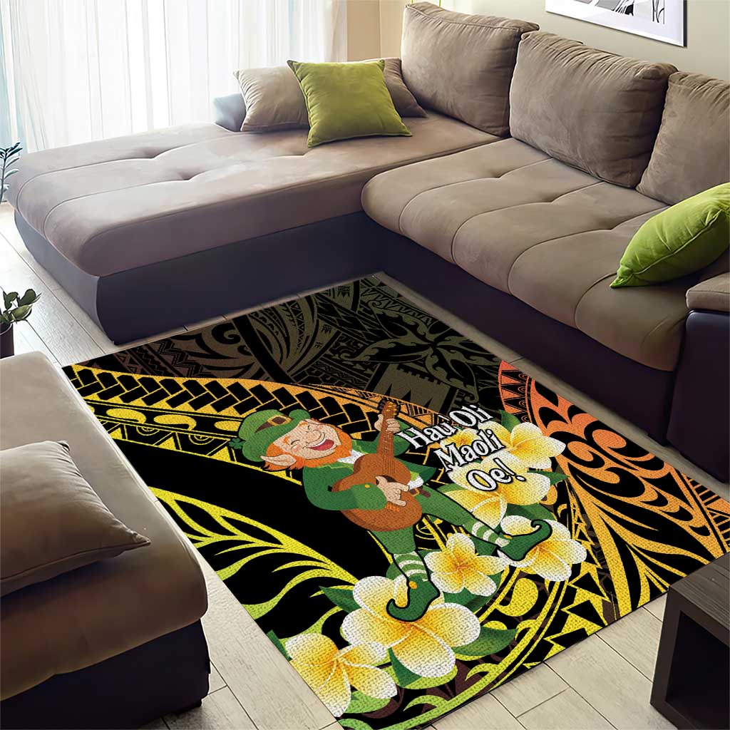 Hawaii Saint Patrick's Day Area Rug Ukulele Leprechaun Hau'Oli Maoli Oe! LT14 - Polynesian Pride