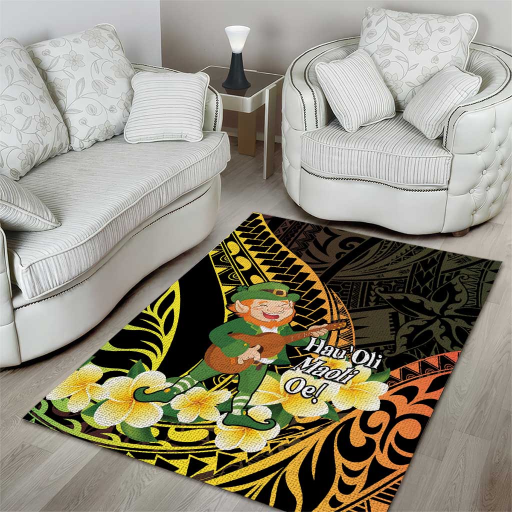 Hawaii Saint Patrick's Day Area Rug Ukulele Leprechaun Hau'Oli Maoli Oe! LT14 - Polynesian Pride
