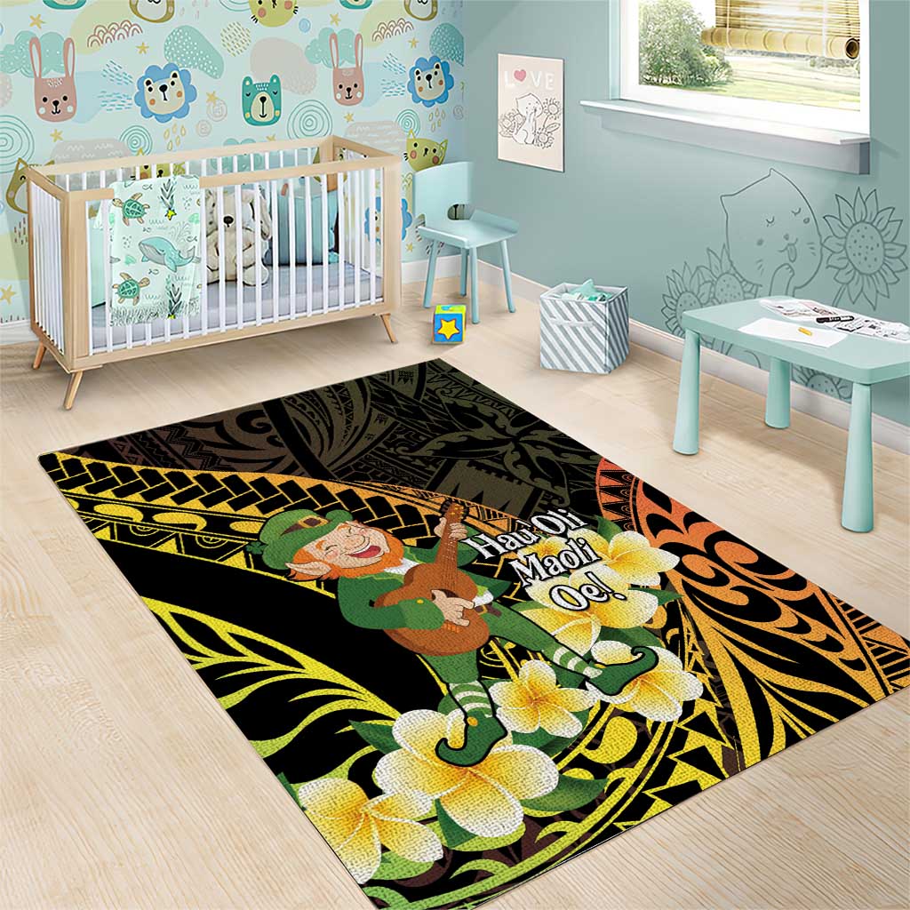 Hawaii Saint Patrick's Day Area Rug Ukulele Leprechaun Hau'Oli Maoli Oe! LT14 - Polynesian Pride