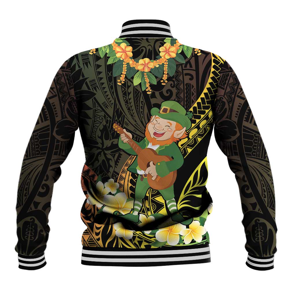 Hawaii Saint Patrick's Day Baseball Jacket Ukulele Leprechaun Hau'Oli Maoli Oe! LT14 - Polynesian Pride