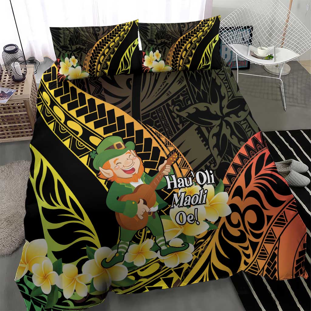 Hawaii Saint Patrick's Day Bedding Set Ukulele Leprechaun Hau'Oli Maoli Oe! LT14 - Polynesian Pride
