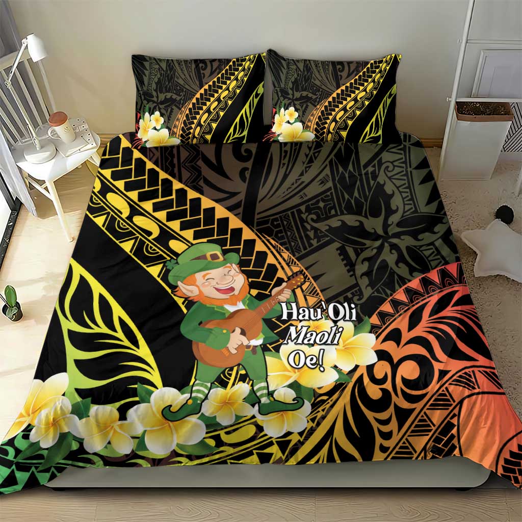 Hawaii Saint Patrick's Day Bedding Set Ukulele Leprechaun Hau'Oli Maoli Oe! LT14 - Polynesian Pride