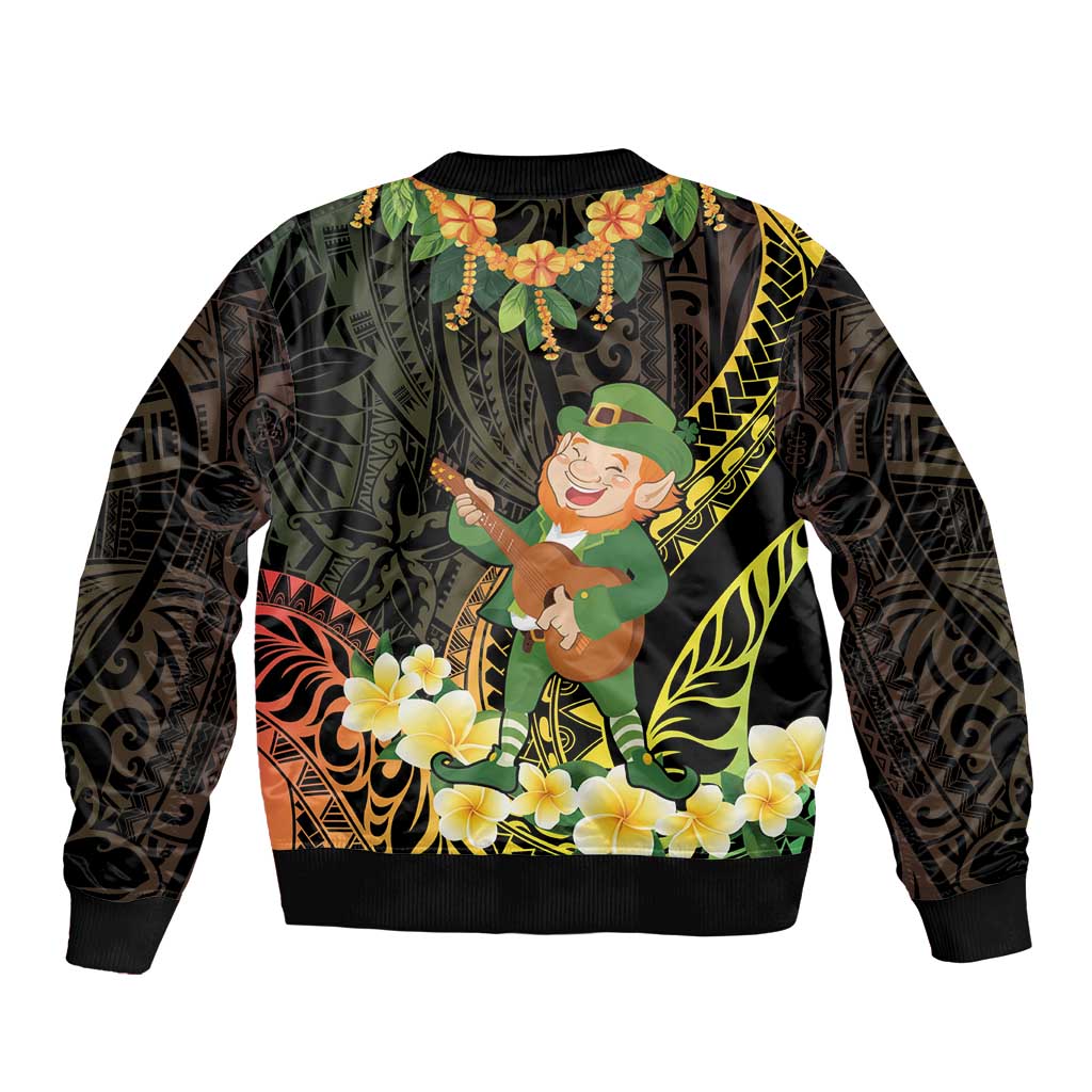 Hawaii Saint Patrick's Day Bomber Jacket Ukulele Leprechaun Hau'Oli Maoli Oe! LT14 - Polynesian Pride
