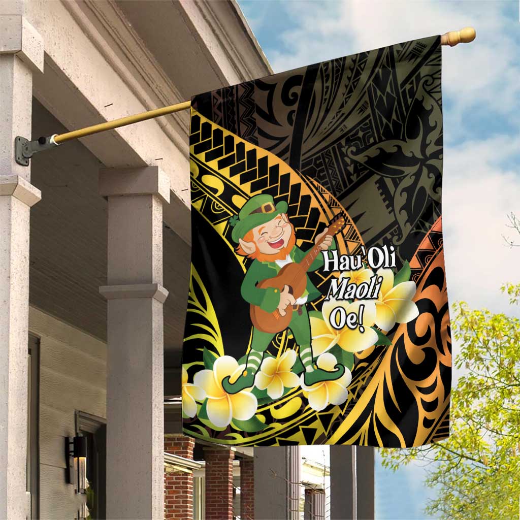 Hawaii Saint Patrick's Day Garden Flag Ukulele Leprechaun Hau'Oli Maoli Oe! LT14 House Flag Reggae - Polynesian Pride