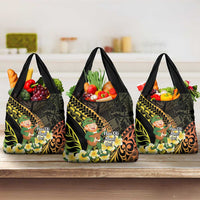 Hawaii Saint Patrick's Day Grocery Bag Ukulele Leprechaun Hau'Oli Maoli Oe! LT14 3-pack One Size Reggae - Polynesian Pride