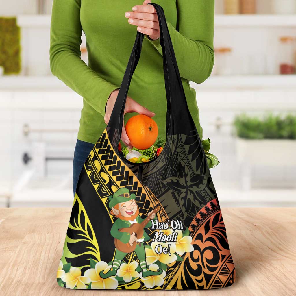 Hawaii Saint Patrick's Day Grocery Bag Ukulele Leprechaun Hau'Oli Maoli Oe! LT14 - Polynesian Pride