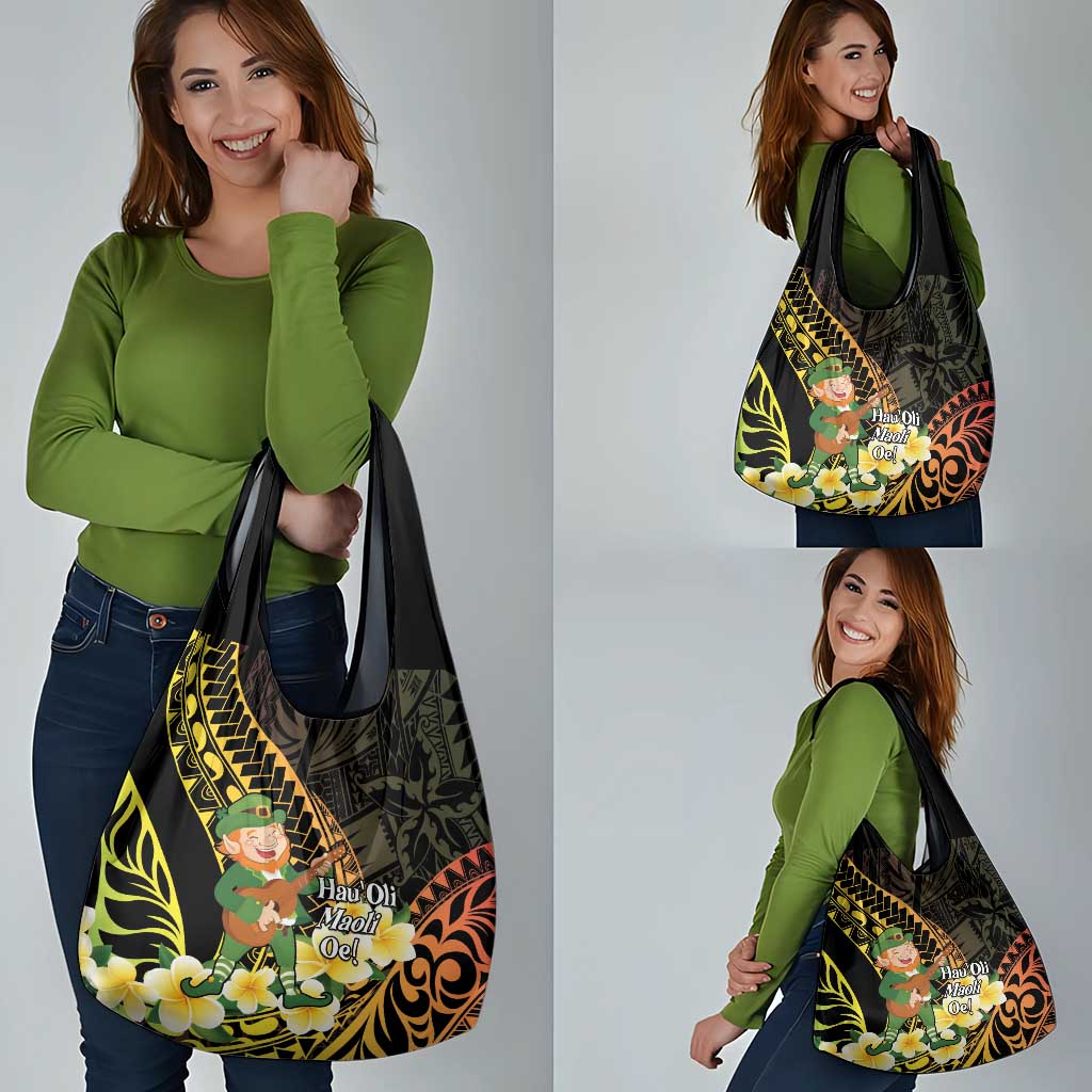 Hawaii Saint Patrick's Day Grocery Bag Ukulele Leprechaun Hau'Oli Maoli Oe! LT14 - Polynesian Pride