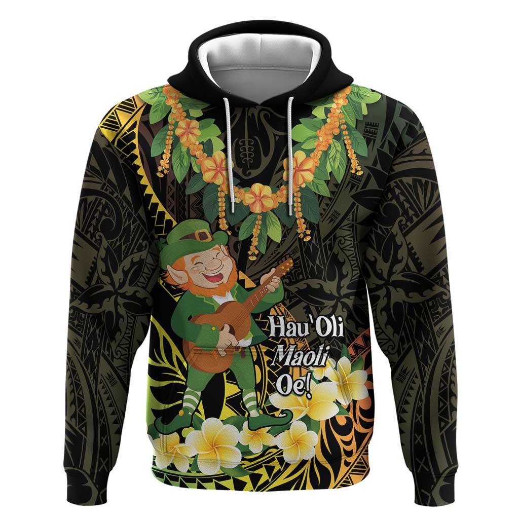 Hawaii Saint Patrick's Day Hoodie Ukulele Leprechaun Hau'Oli Maoli Oe! LT14 Pullover Hoodie Reggae - Polynesian Pride