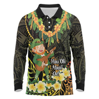 Hawaii Saint Patrick's Day Long Sleeve Polo Shirt Ukulele Leprechaun Hau'Oli Maoli Oe! LT14 Reggae - Polynesian Pride